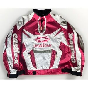 Castle X Racing Snowmobile 1/4 Zip Pullover Jacket Women's M Pink White ❄️ EUC